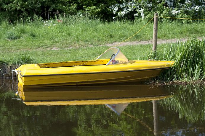 Yellow speedboat