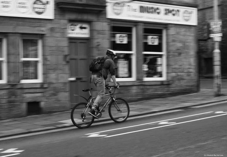 Cycling in monochrome Lancaster